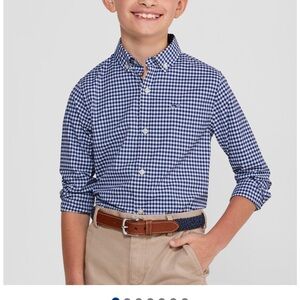 Vineyard Vines Boys’ Skysail Gingham Performance Cotton Shirt Size 7